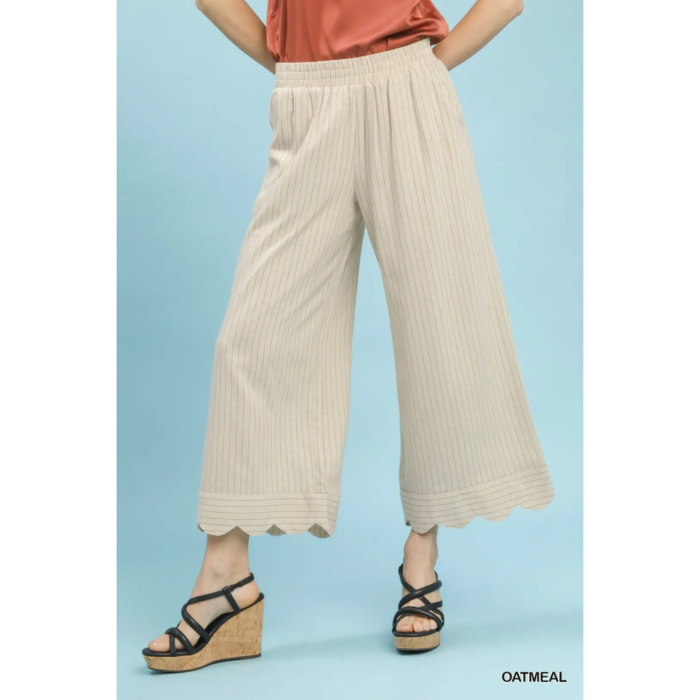 Umgee Pinstripe Wide Leg Pants
